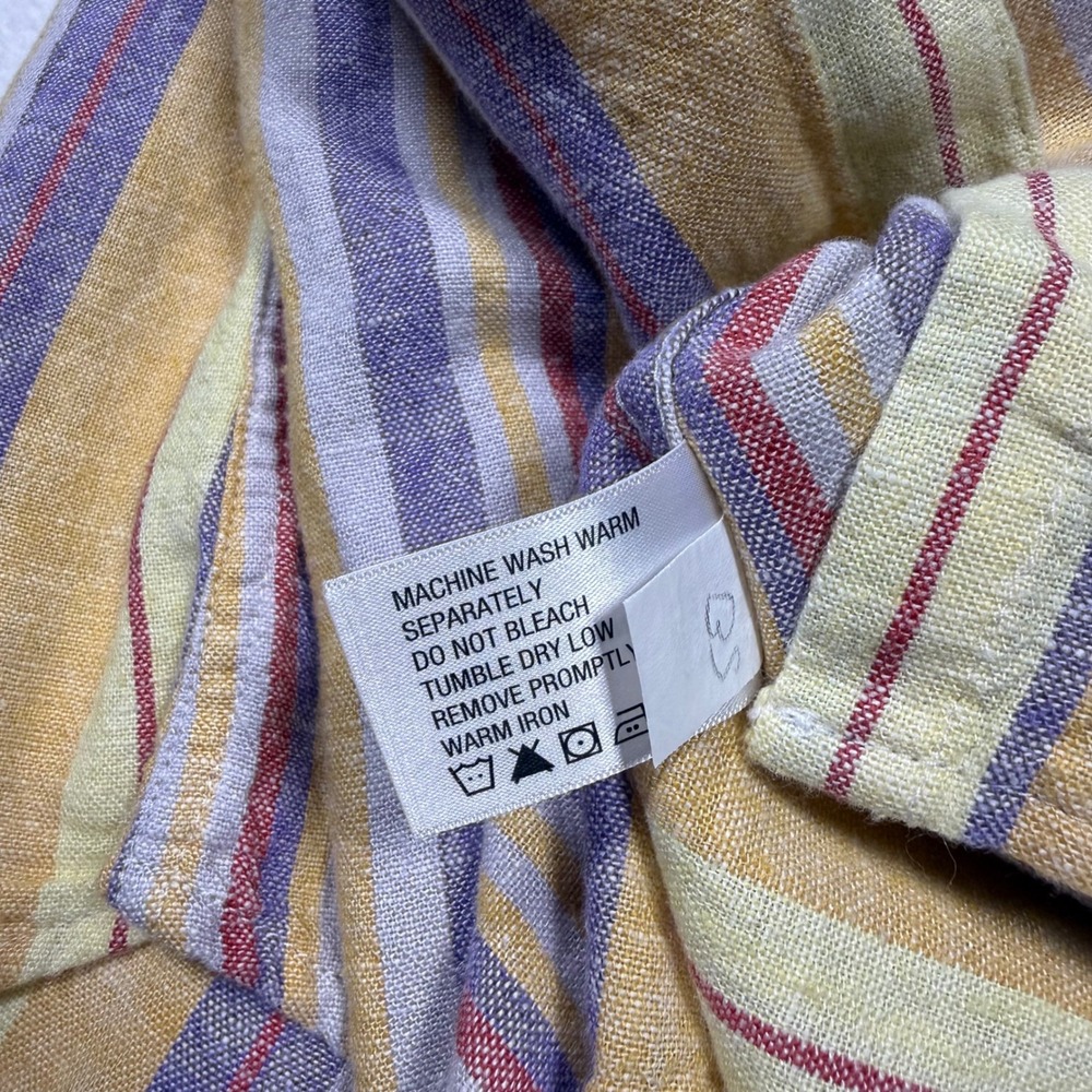 Orvis Womens Linen Blend Sleeveless Striped Shirt Yellow Purple OutSmart Fresh S - Picture 7 of 7